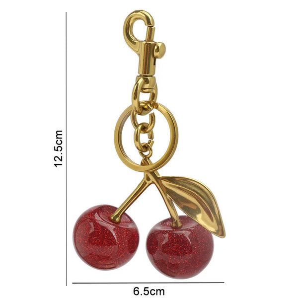Crystal Cherry Charm Keychain